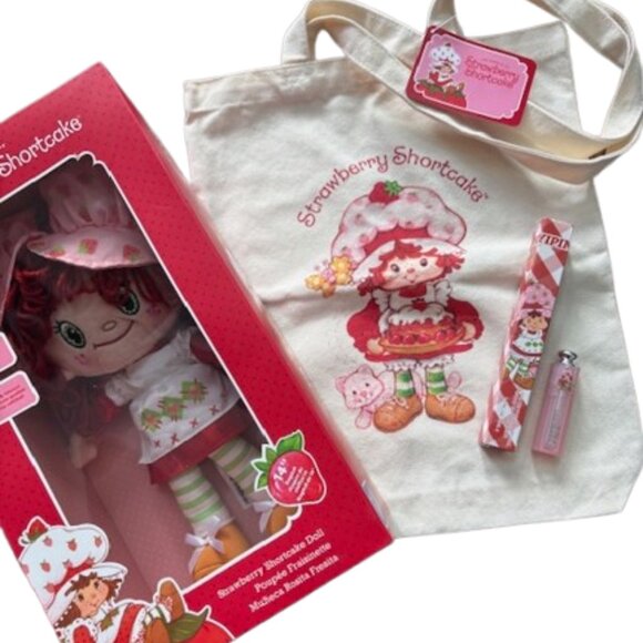Bundle Strawberry Shortcake Rag Doll, Tote, Perfume & Lip Balm - NWT - Picture 1 of 6